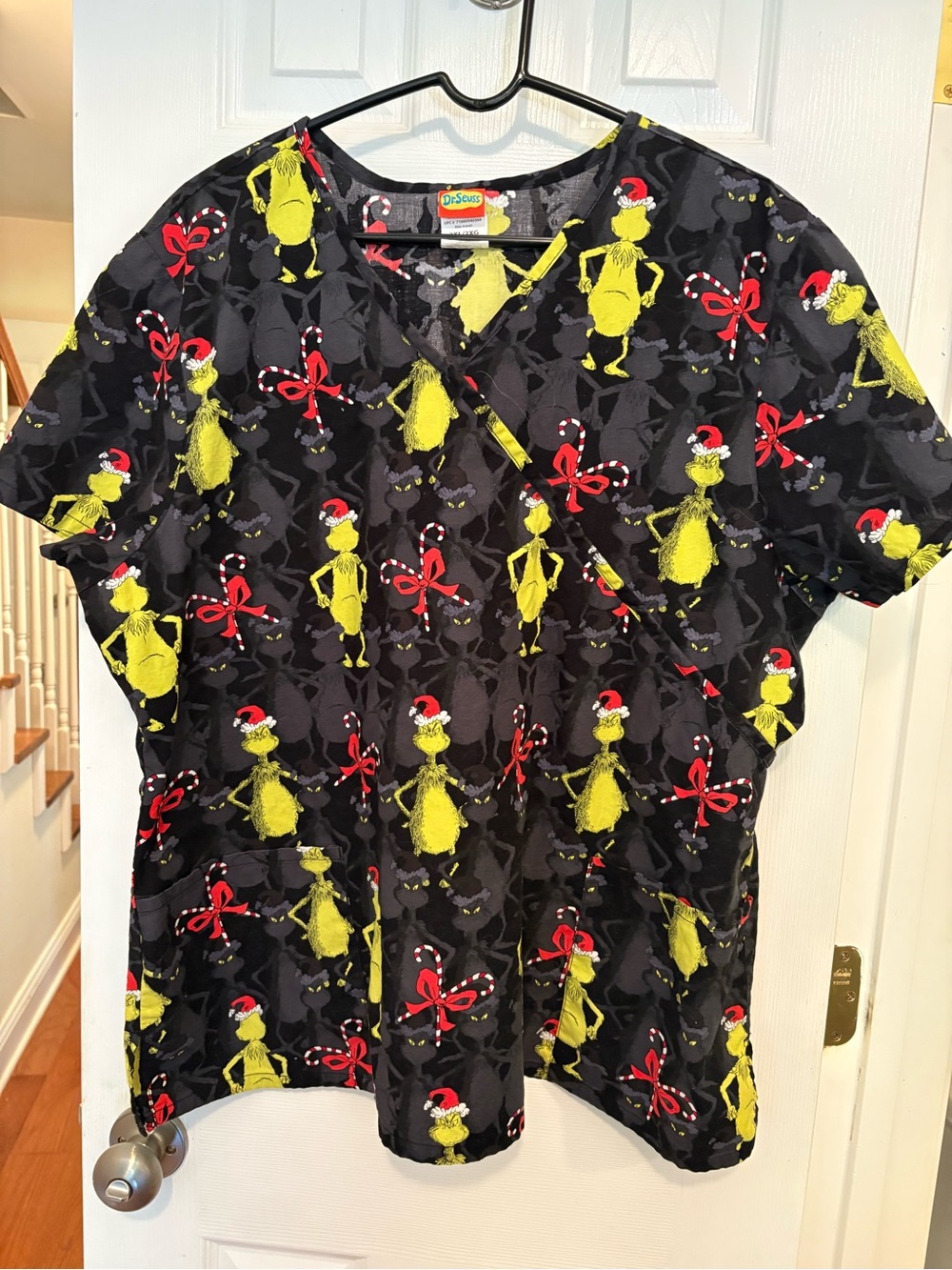 Grinch Holiday Scrub Top 2XL
